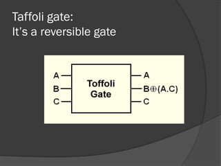 Taffoli gate:
It’s a reversible gate
 