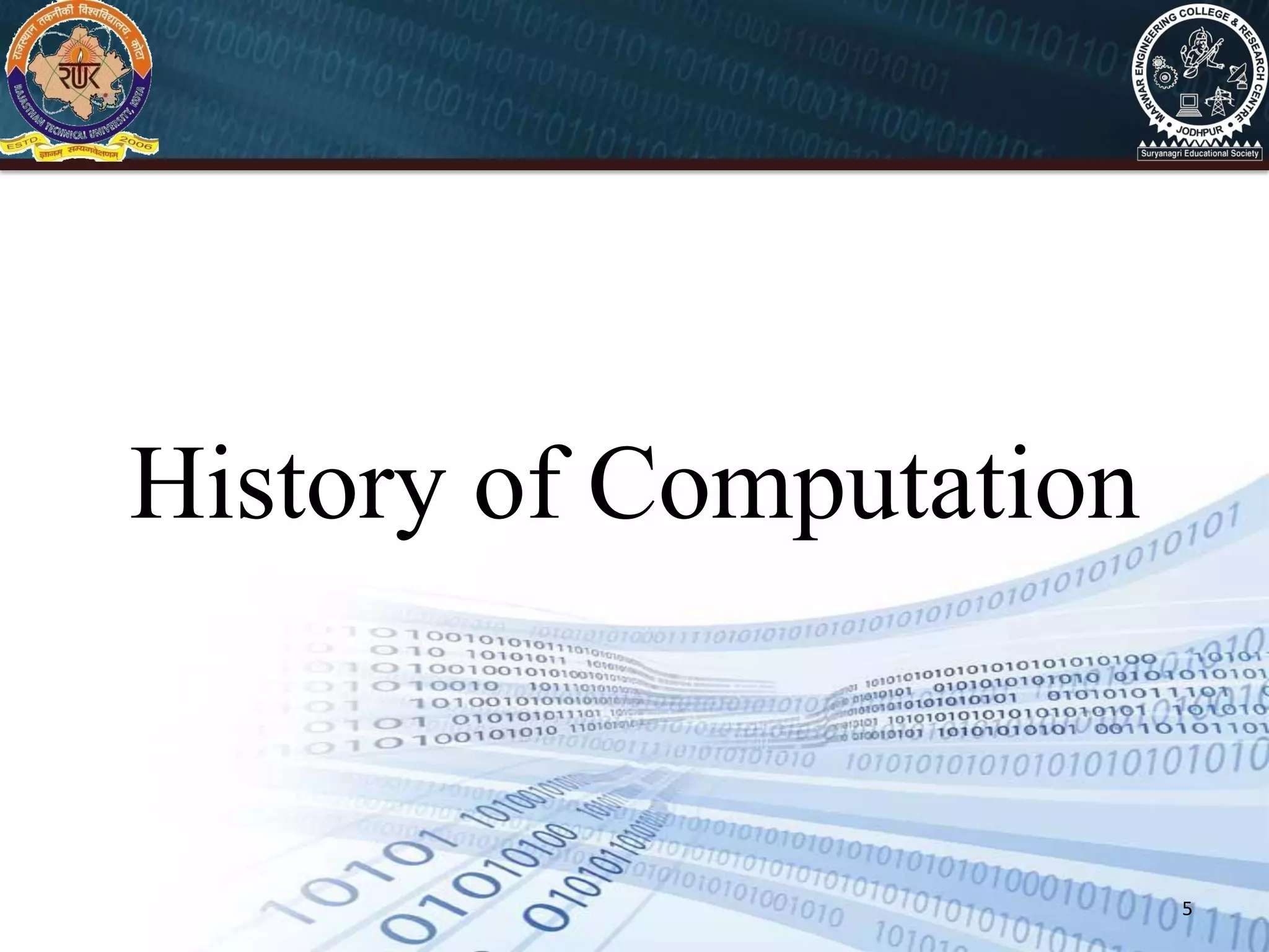 5
History of Computation
 