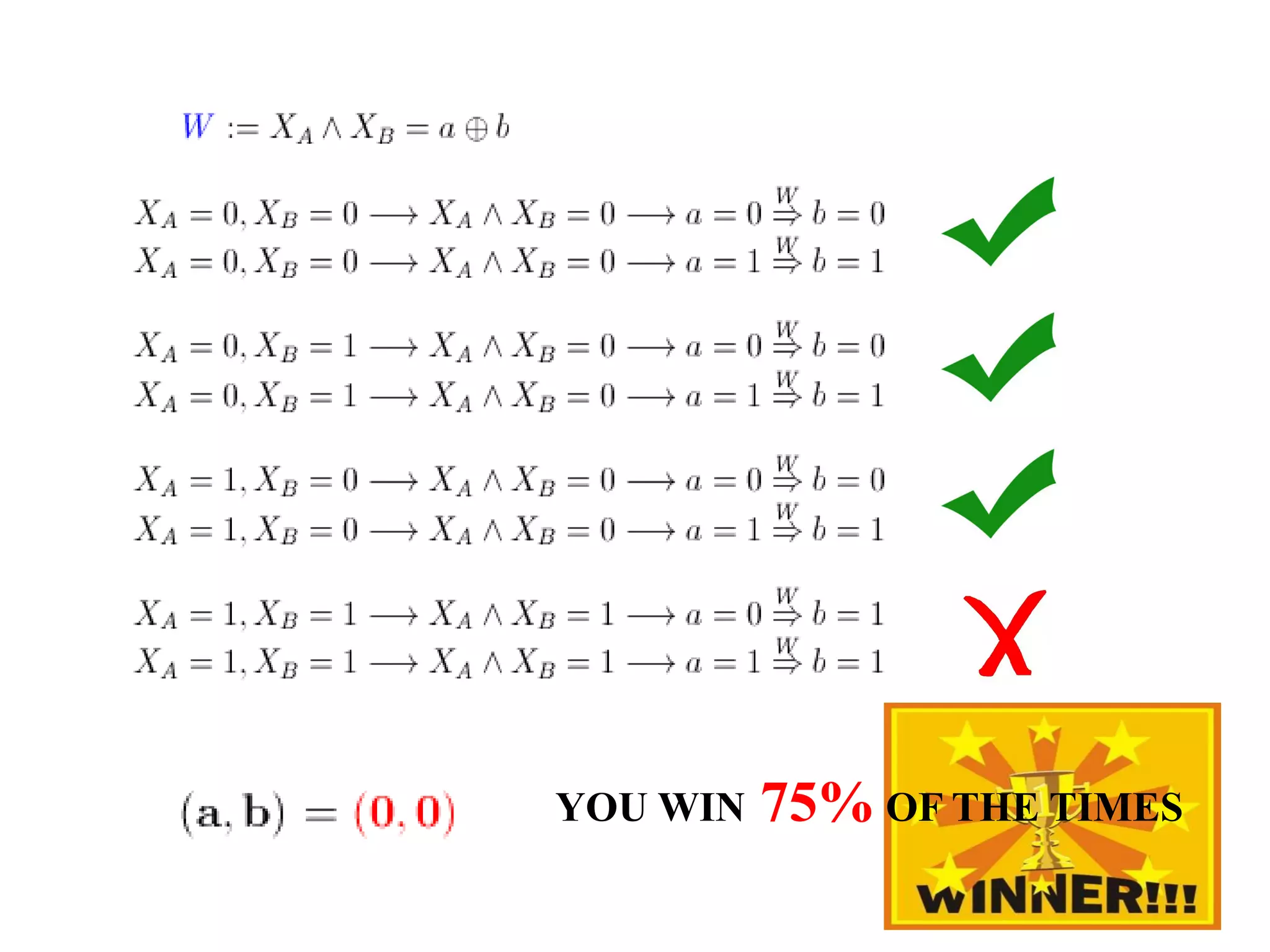 YOU WIN 75% OF THE TIMES
 