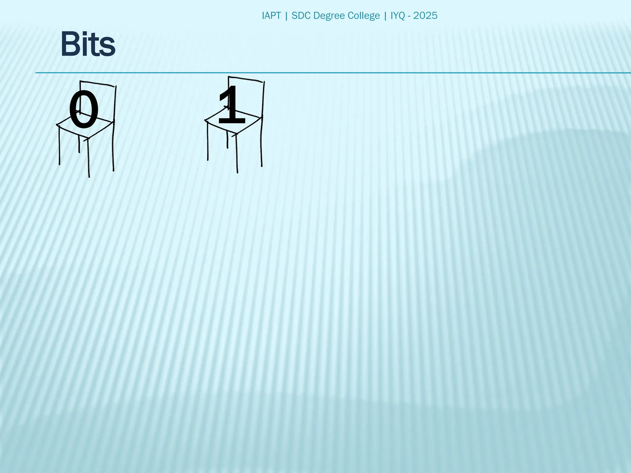 IAPT | SDC Degree College | IYQ - 2025
Bits
0 1
 