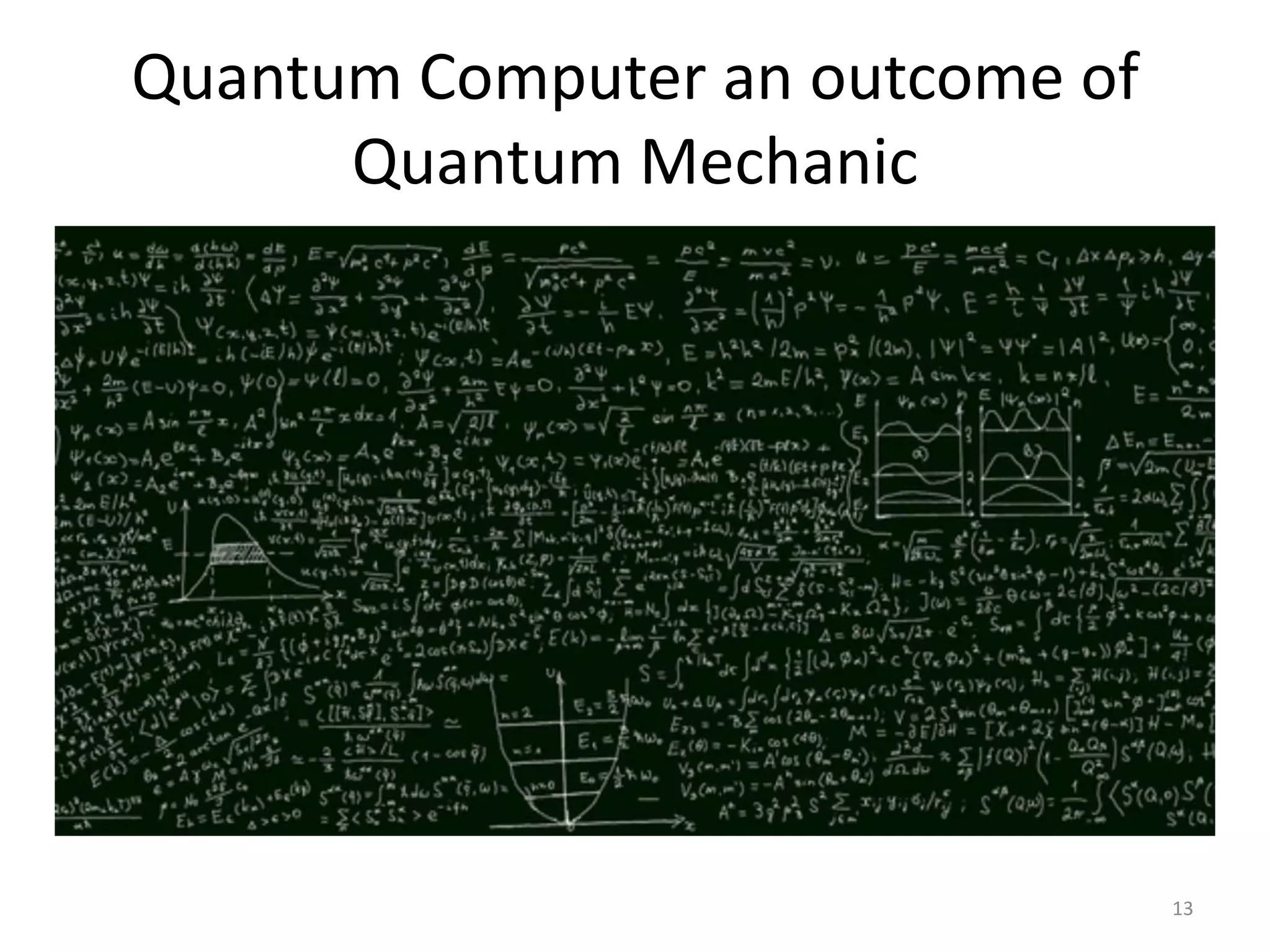 Quantum Computer an outcome of
Quantum Mechanic
13
 