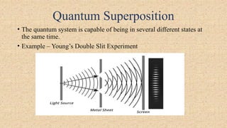 Quantum Superposition
• The quantum system is capable of being in several different states at
the same time.
• Example – Young’s Double Slit Experiment
 