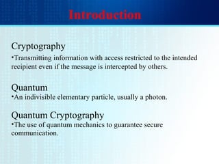 Quantum cryptography data