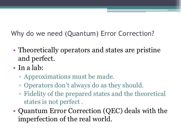 quantum error correction course u of a