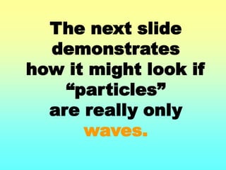 The next slide demonstrateshow it might look if “particles”are really only waves.