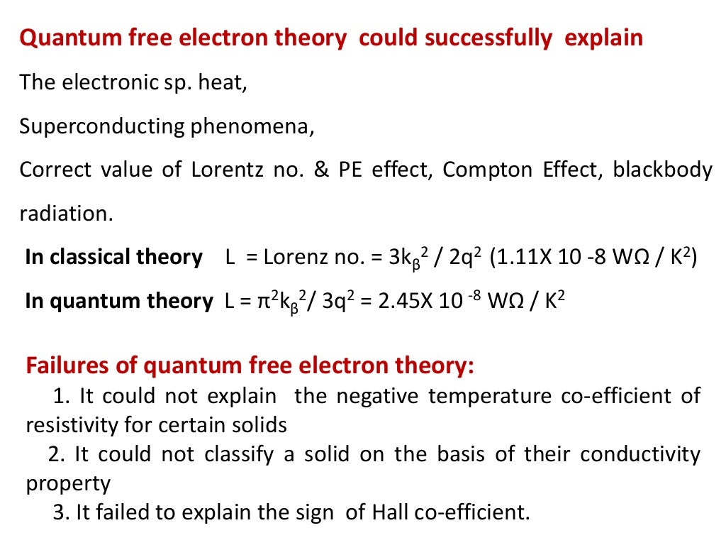 Quantum free electron theory