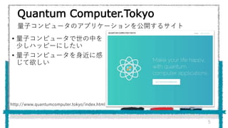 Quantum Computer.Tokyo
5
ӥԥ`Υץꥱ`_륵
http://www.quantumcomputer.tokyo/index.html
? ӥԥ`Ф
٤ϥåԩ`ˤ
? ӥԥ`˸

 