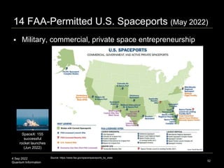 4 Sep 2022
Quantum Information
14 FAA-Permitted U.S. Spaceports (May 2022)
52
Source: https://www.faa.gov/space/spaceports...