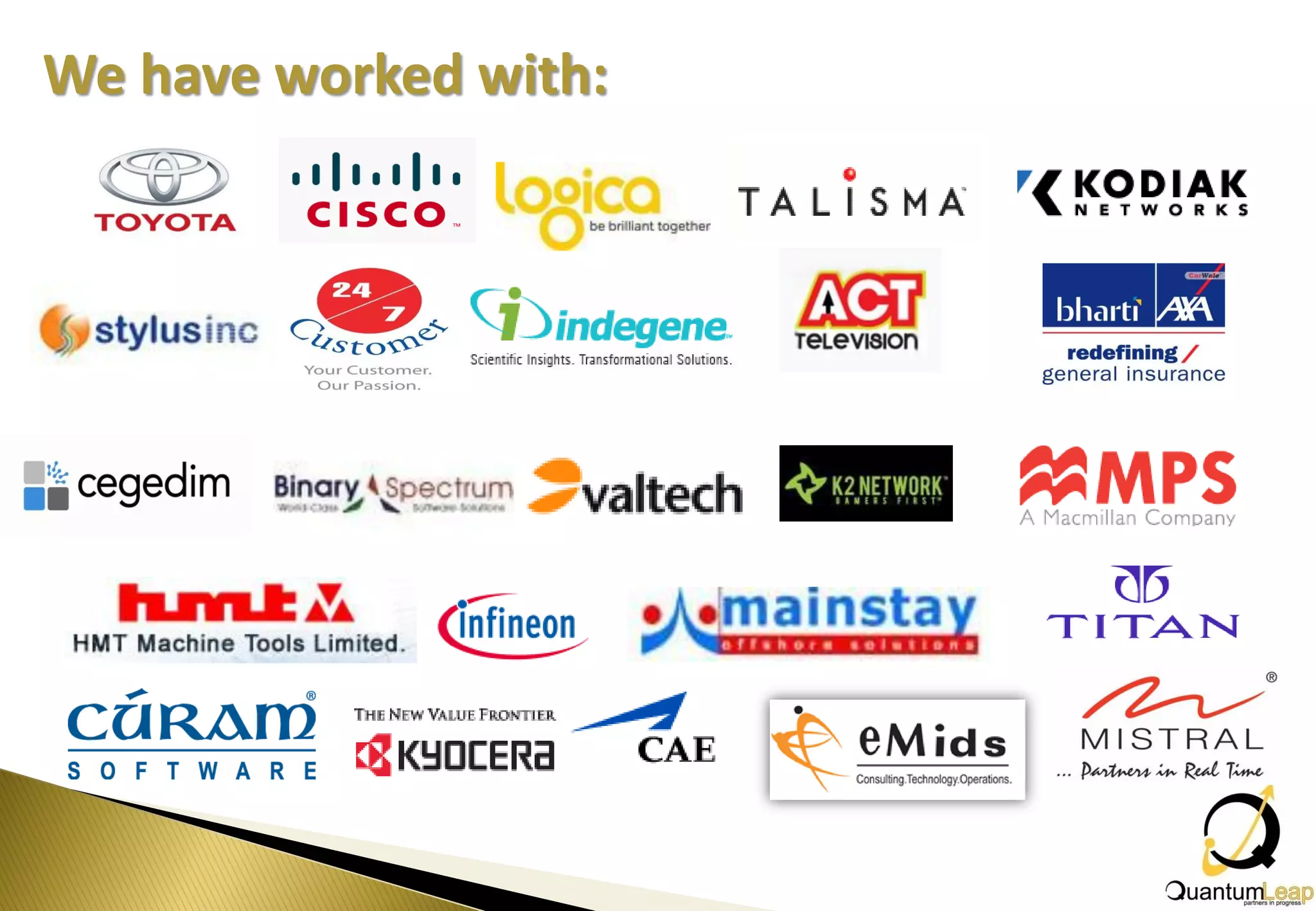 We have worked with:
 
