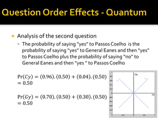  Analysis of the second question
 The probability of saying “yes” to Passos Coelho is the
probability of saying “yes” to General Eanes and then “yes”
to Passos Coelho plus the probability of saying “no” to
General Eanes and then “yes ” to Passos Coelho
Pr 𝐶𝑦 = 0.96 . 0.50 + 0.04 . (0.50)
= 0.50
Pr 𝐺𝑦 = 0.70 . 0.50 + 0.30 . (0.50)
= 0.50
 