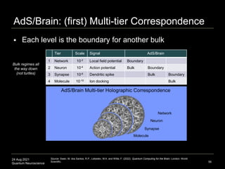 24 Aug 2021
Quantum Neuroscience
 Each level is the boundary for another bulk
AdS/Brain: (first) Multi-tier Correspondenc...