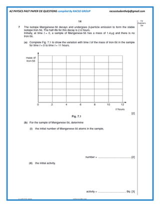 A2 PHYSICS PAST PAPER CIE QUESTIONS compiled By RACSO GROUP racsostudenthelp@gmail.com
 