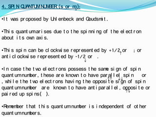 For  a  given  value  of  the  principal  quantum  number  n, the  azimuthal  quantum  number  l  may  have  all  integral  values  from  0  to  (n-1), each  of  which  represents  a  different  sub-level, sub-shell  or  sub-orbit  and  are  usually  denoted  by  letters  s, p, d  and  f.[The  letters  s, p, d and f  designate  old  spectral  terms, viz,  sharp, principal,  diffuse  and  fundamental  respectively.]For example, n=1;(n-1)=0; l=0 (s sub-level)n=2;(n-1)=1; l=0 (s sub-level), 1(p sub-level) n=3, (n-1) = 2; l=0(s sub-level), 1(p sub-level), 2(d sub-level)n=4, (n-1) =3; l=0 (s sub-level), 1(p sub-level), 2(d sub-level),3(f sub- level)Value of l:                              0                               1                          2                            3 Symbol of sub-shell:            s                                p                         d                              fThe  energies  of  the  various  sub-shell  in  the  same  shell  are  in  the  order  s<p<d<f.
