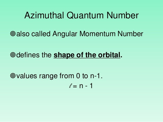 quantum numbers orbital numbers
