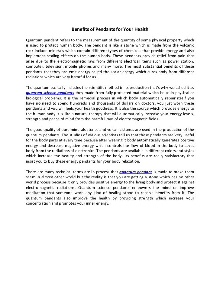 Benefits of Pendants for Your Health