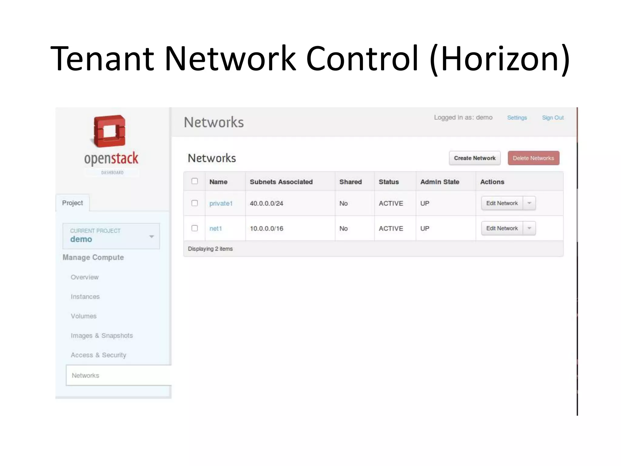 Tenant Network Control (Horizon)
 
