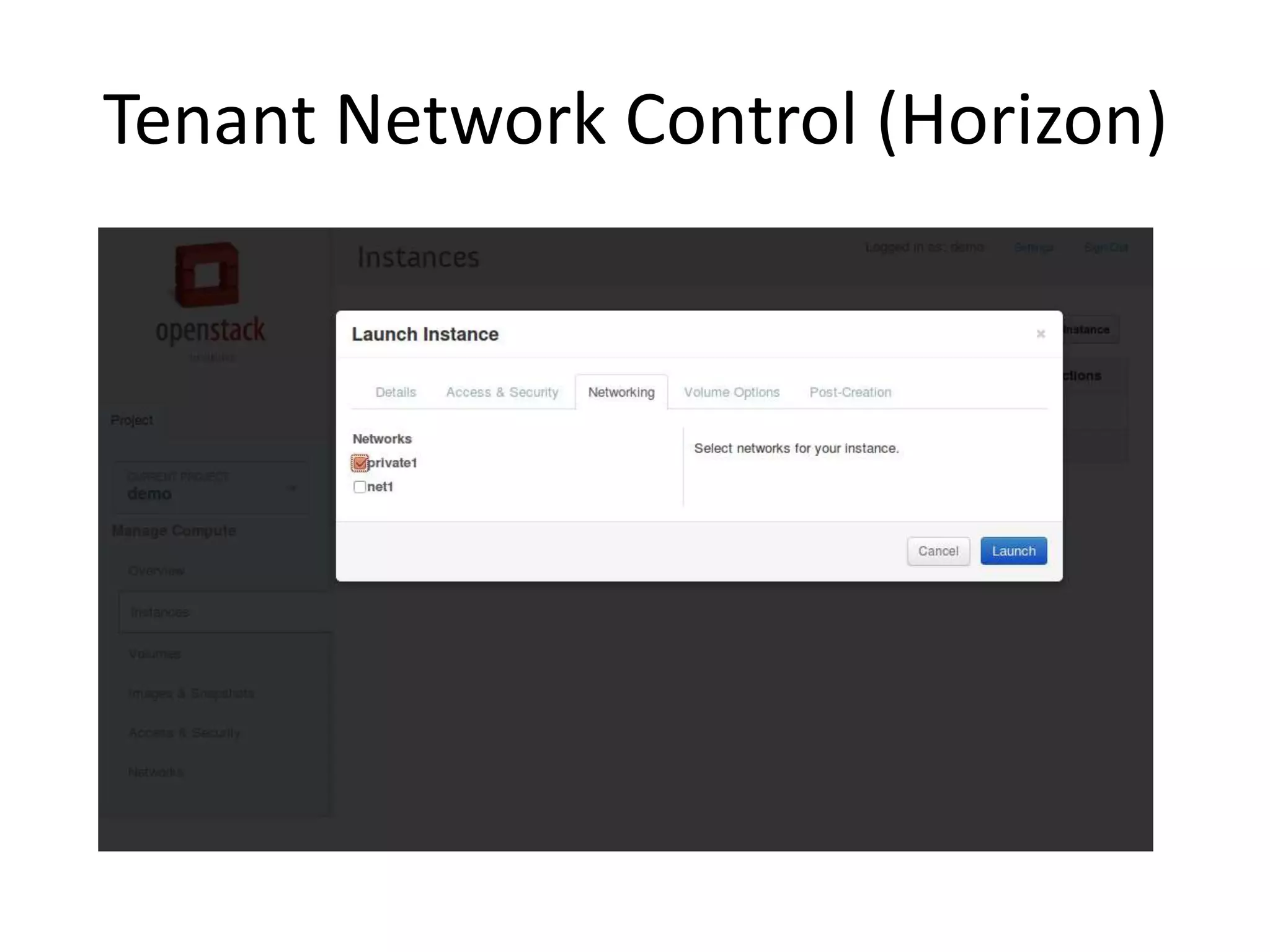 Tenant Network Control (Horizon)
 