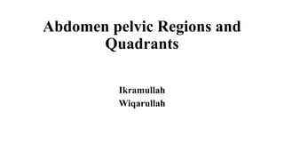 Abdomen pelvic Regions and
Quadrants
Ikramullah
Wiqarullah
 