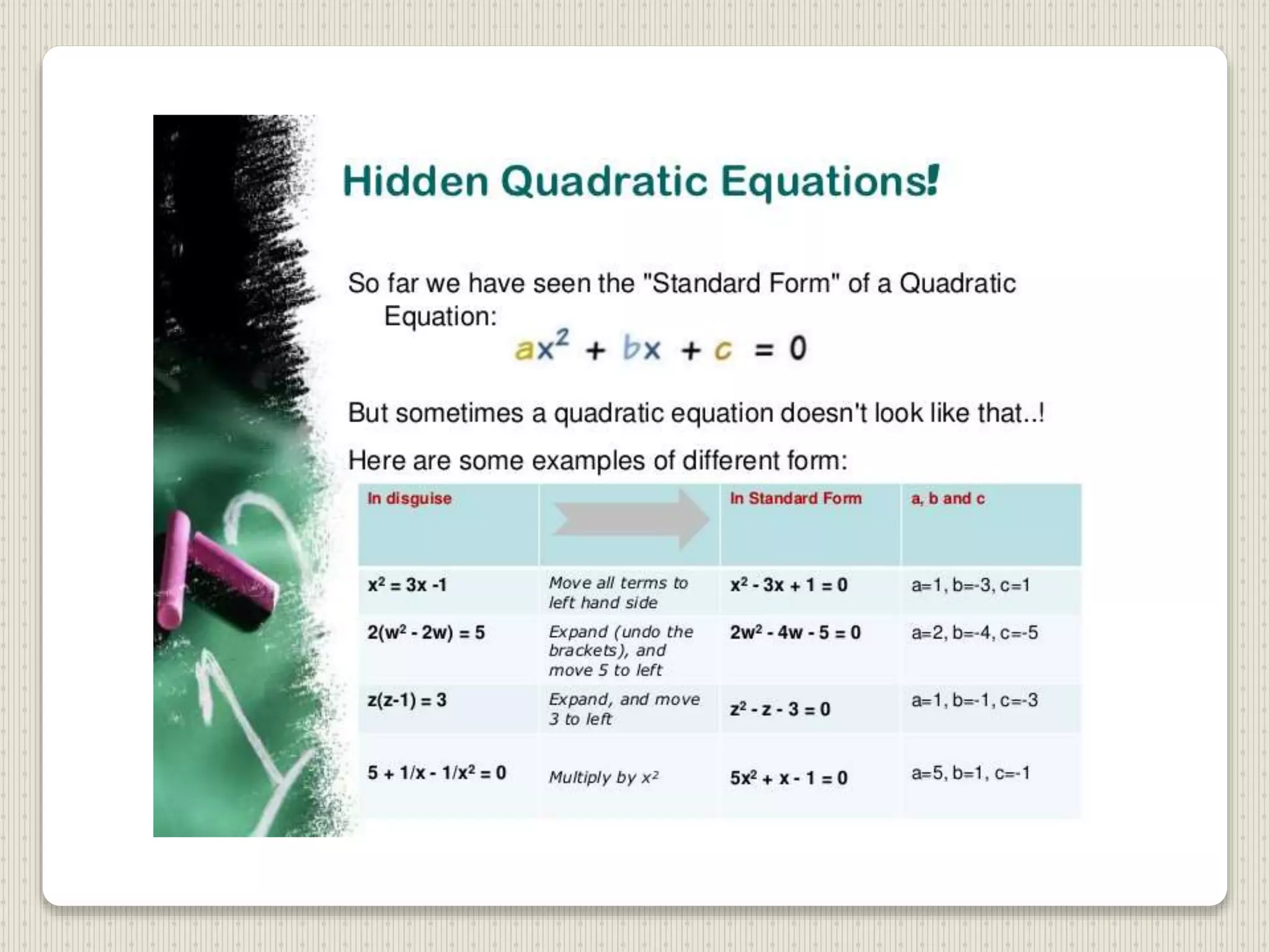 Quardratic equation