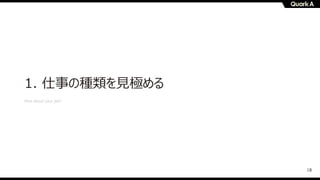18
1. 仕事の種類を⾒極める
How about your job?
 