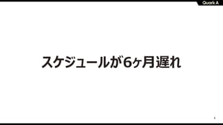 4
スケジュールが6ヶ⽉遅れ
 