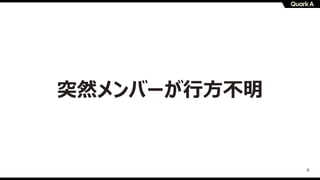 6
突然メンバーが⾏⽅不明
 