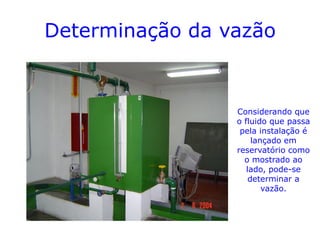 Determinação da vazão


                 Considerando que
                 o fluido que passa
                  pela instalação é
                      lançado em
                 reservatório como
                   o mostrado ao
                    lado, pode-se
                     determinar a
                         vazão.
 