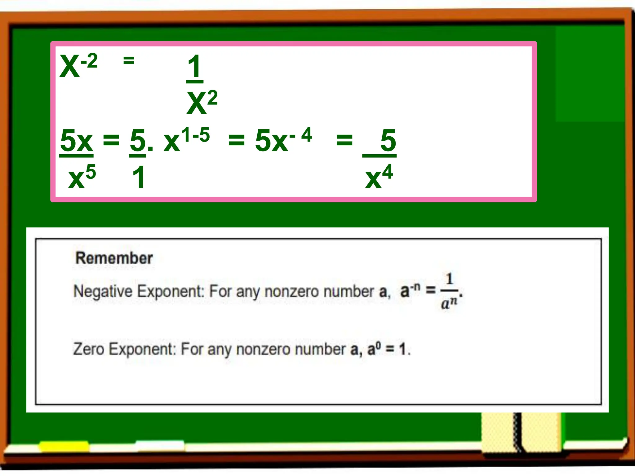 =
X-2 = 1
X2
5x = 5. x1-5 = 5x- 4 = 5
x5 1 x4
 