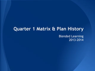 Quarter 1 Matrix & Plan History
Blended Learning
2013-2014
 