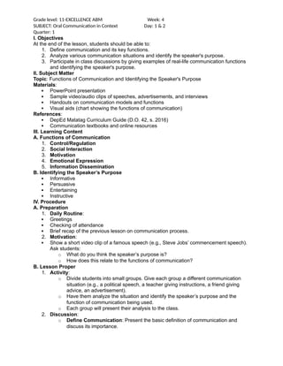 QUARTER 1 WEEK 4 ORAL COMMUNICATION IN CONTEXT | DOCX