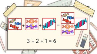 + + =
3 + 2 + 1 = 6
 