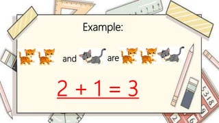 are
and
Example:
2 + 1 = 3
 