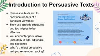 Understanding Persuasive Text Structures | PPTX