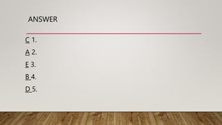 ANSWER
C 1.
A 2.
E 3.
B 4.
D 5.
 