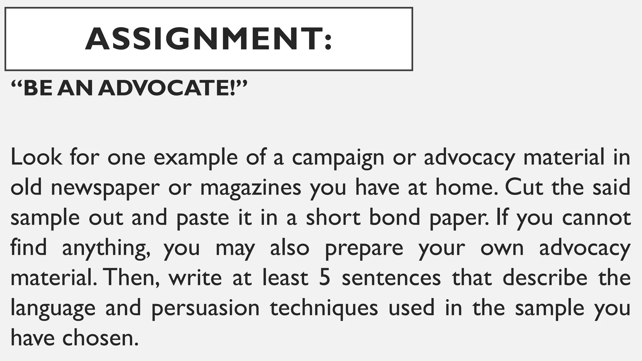 Language of research, campaigns and advocacies. Quarter 2 – week 1.pptx