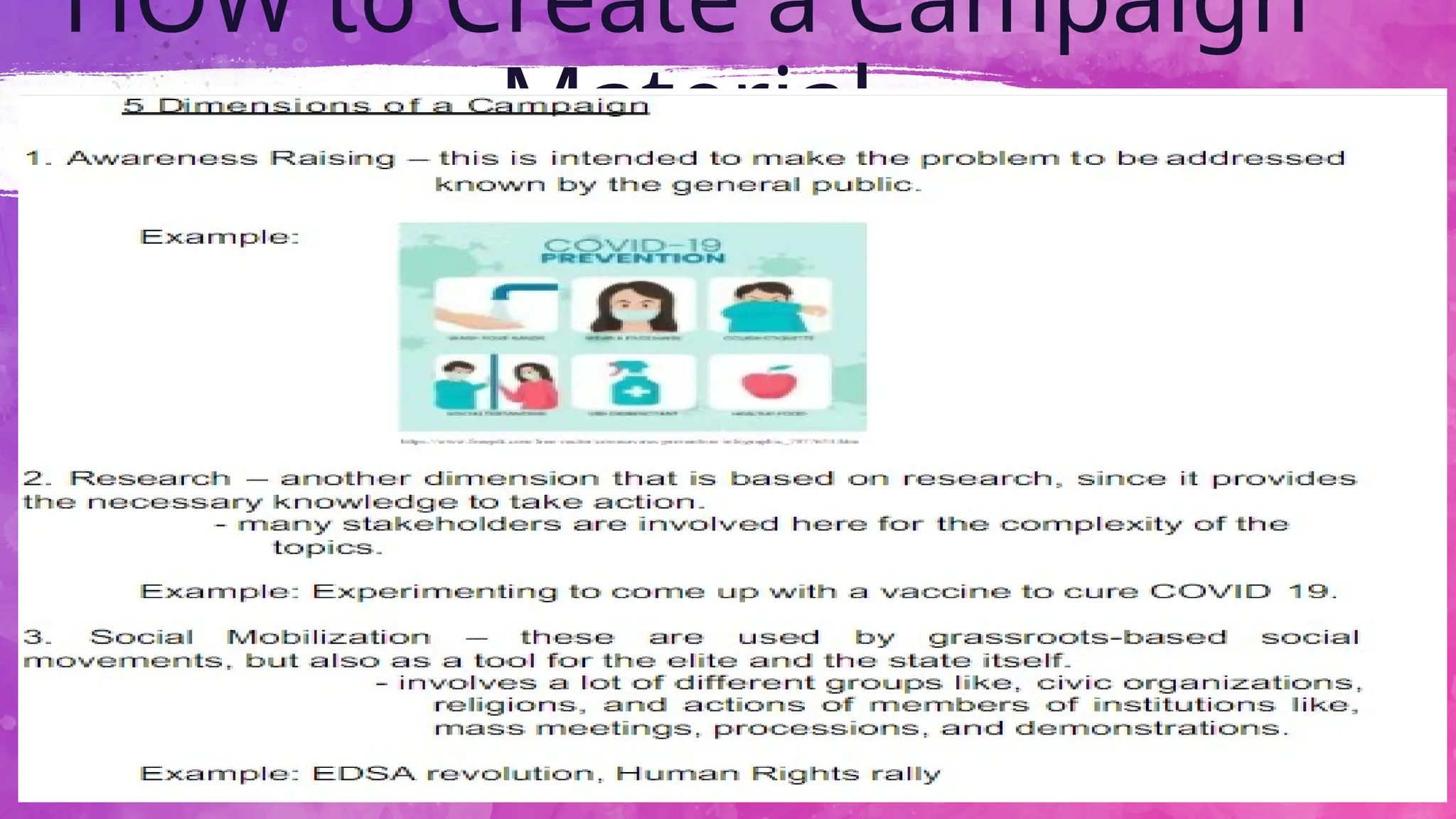HOW to Create a Campaign
Material
65
 