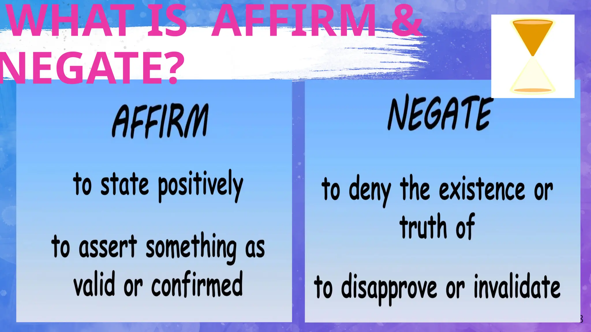 8
WHAT IS AFFIRM &
NEGATE?
 