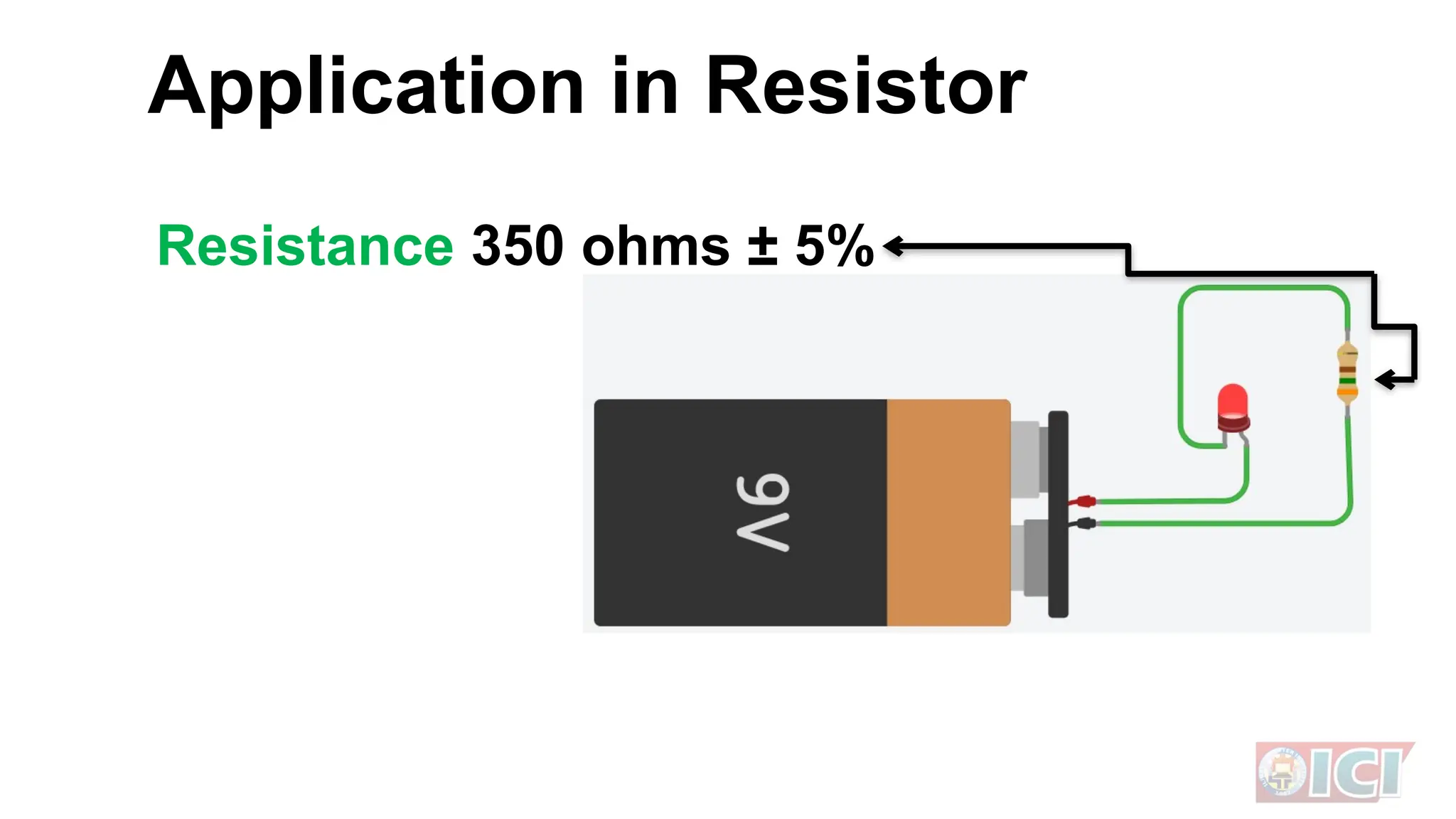 Resistance 350 ohms ± 5%
Application in Resistor
 
