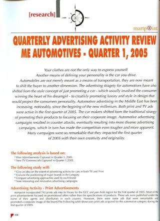 Quarterly advertising activity review  middle east automotives   q1 2005 - arab ad