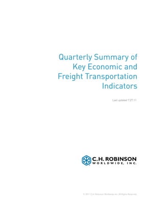 Quarterly Summary of
    Key Economic and
Freight Transportation
            Indicators
                                      Last updated 7.27.11




       © 2011 C.H. Robinson Worldwide, Inc. All Rights Reserved.
 