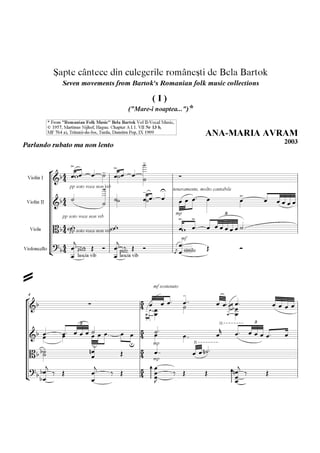 7 romanian folksons for string quartet