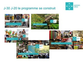 J-30 Communication sur le programme
2 dispositifs clés du
programme sont prêts.
Communication FB, website,
mailing liste.
50 euros de promotion sur le
FO -> visibilité 7.000
personnes
50 euros de promotion sur
l’accélérateur -> visibilité sur
60.000 personnes
 
