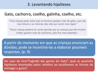 3. Levantando hipóteses 
Gato, cachorro, coelho, galinha, coelho, etc. 
 