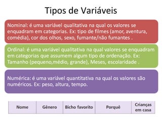 Tipos de Variáveis 
 