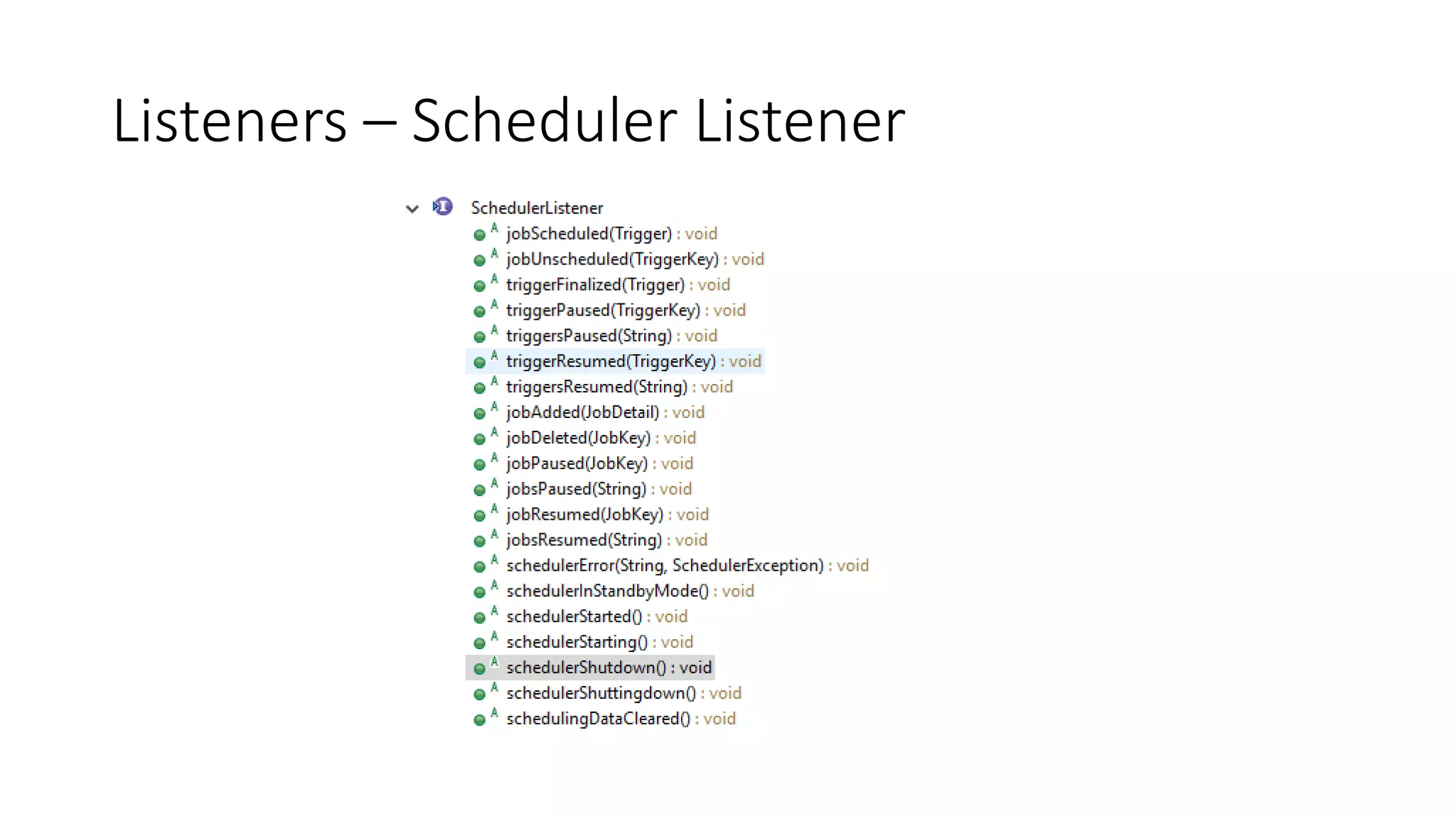 Listeners – Scheduler Listener
 