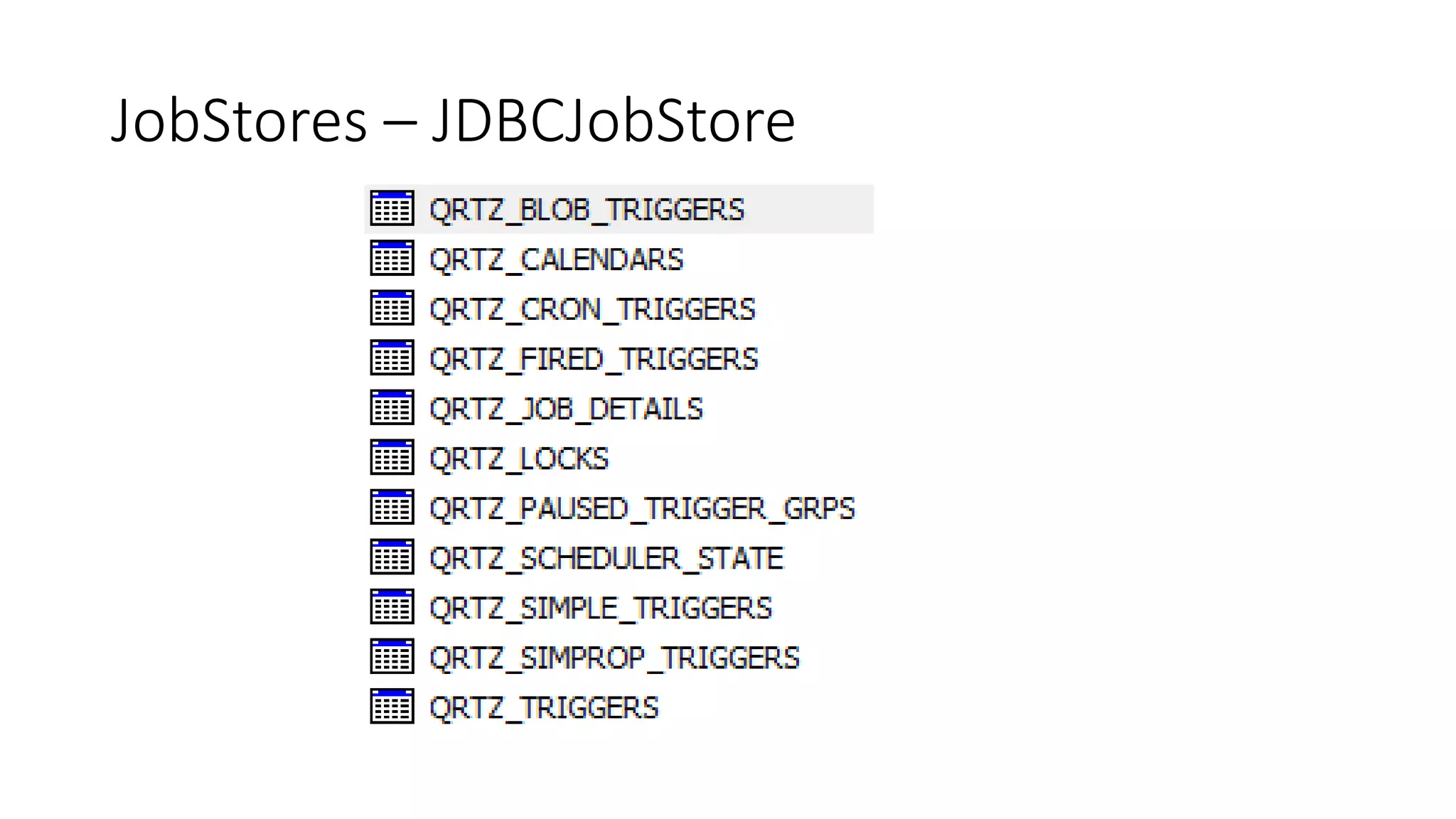 JobStores – JDBCJobStore
 