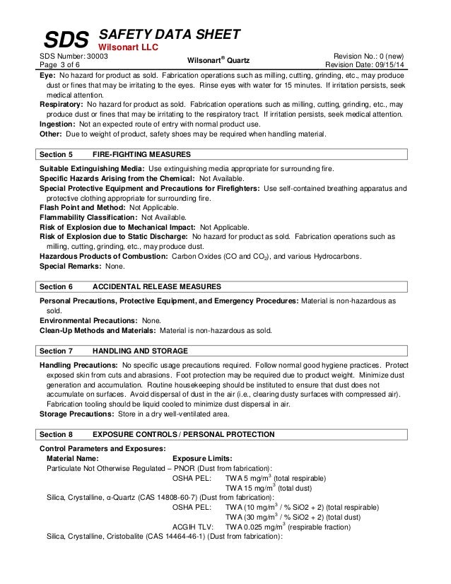 Quartz Safety Data Sheet