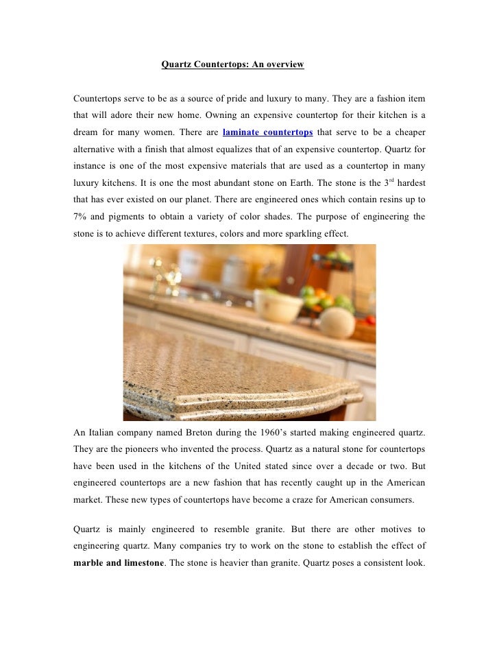 Quartz Countertops An Overview