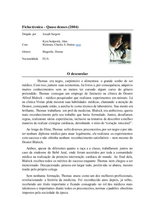Quase deuses - resumo | DOCX