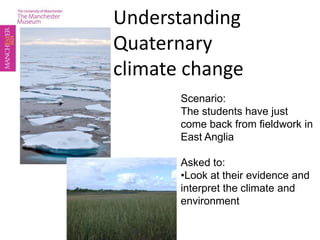 Understanding Quaternary climate change Scenario:  The students have just come back from fieldwork in East Anglia Asked to: ,[object Object],[object Object],[object Object]